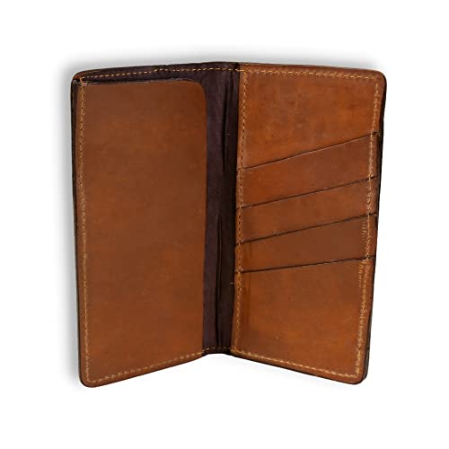 3.5" by 7" Long Leather Wallet with All Leather Moose - Light Brown - 50103