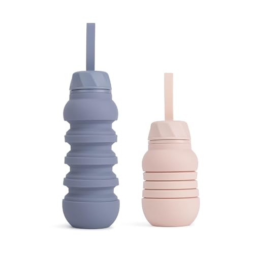 Kuiko Collapsible Bottle - 19oz / 550ml - Reusable Foldable Light-weight BPA Free Leakproof Silicone Water Bottle for Everyday Use Gym Travel Hiking Camping Sport School - Dishwasher Safe (Grey Blue) Kuiko Collapsible Bottle - 19oz / 550ml - Reusable Foldable Light-weight BPA Free Leakproof Silicone Water Bottle for Everyday Use Gym Travel Hiking Camping Sport School - Dishwasher Safe (Grey Blue)