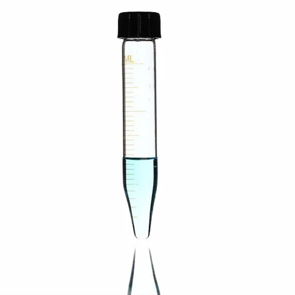Instrumentos y Equipos de Laboratorio 5 tubos de centrífuga de vidrio de 20 ml con tapón de rosca y escala, diámetro del tubo: 18 mm/20 mm.(Tip Bottom)