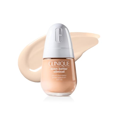 Clinique Even Better Clinical Serum Liquid Foundation SPF 25 With Vitamin C Salicylic Acid + Hyaluronic Acid For Combination to Oily Skin Types | Full Coverage + Matte Finish Flax 1 Fl Oz