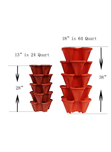 18 Inch Large Stackable Planters (Terra-Cotta) Out Door Garden. Vertical Planter. Made Usa. Easy To Set Up Save A Space. Save A Water. #TOP3
