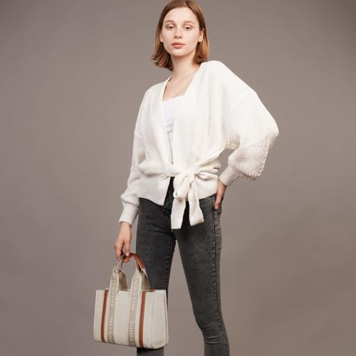 Missnine Tote Bag for Women Canvas Top Handle Satchel Purse Trendy Lightweight Hobo Shoulder Bag with Zipper3