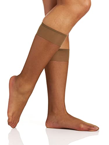 Berkshire womens 3 Pairs Ultra Sheer Sheer Toe Pantyhose With Sandalfoot Toe Knee High, French Coffee, 8.5-11 US