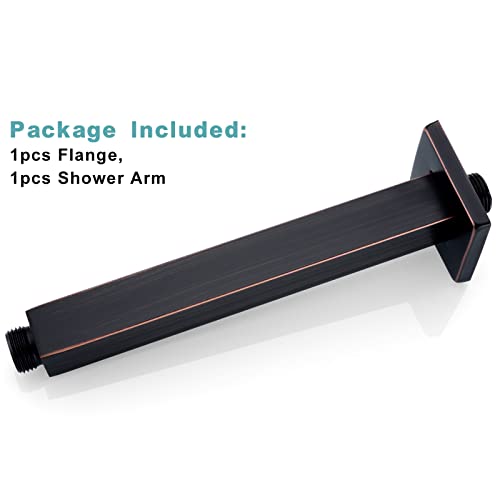Bestill 8 Inch Oil Rubbed Bronze Ceiling Mount Shower Arm And Flange, Square #TOP5