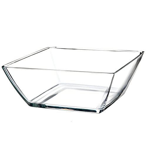 Konzept 11 Saladier rectangulaire Bol à fruits 19 x 19 cm 1 pièce | Bol en verre transparent Bol à snack-verre épais | Bol en verre lavable au lave-vaisselle Cover