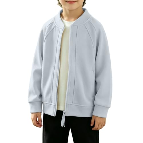 Boys' Zip Up Jackets Casual Plain Long Sleeve Sweatshirts for Kids Teens Athletic Outfits Fashion (Blue, 15-16 Years)
