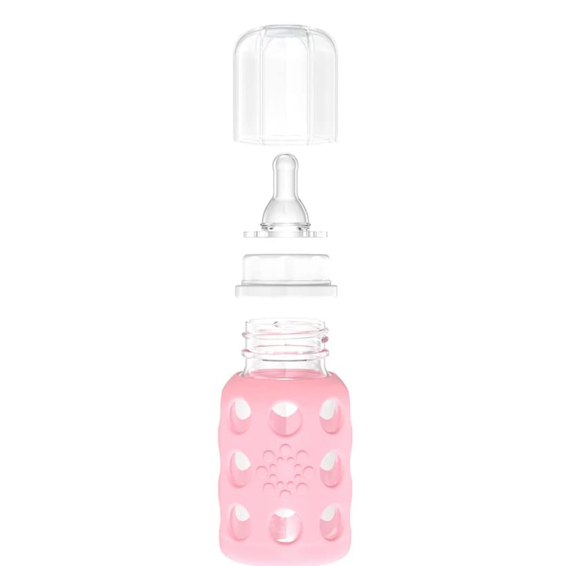 Miniatura 6 de Lifefactory Biberones de vidrio con protección de silicona, paquete de 3, botellas de 4 onzas, (rosa)