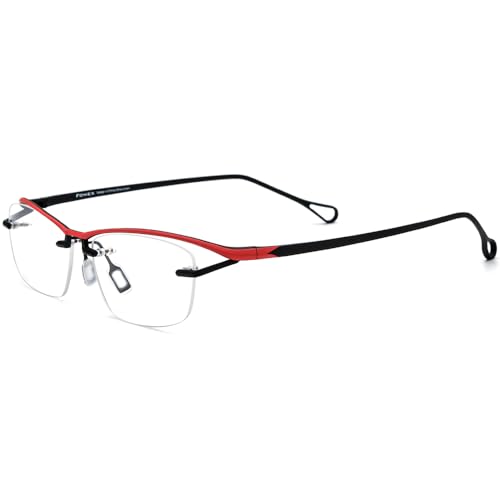 Image of FONEX Pure Titanium Glasses Frame Men Semi Rimless Square Eyeglasses Eyewear DTX416