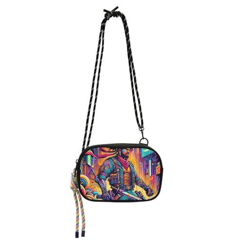 TSENQUE Urban Art Hero Bolsa feminina colorida pequena bolsa transversal bolsas para celular bolsas de mão com alça longa sobre os ombros