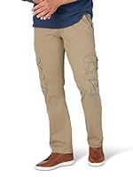 Wrangler Men's Authentics Men's Premium Relaxed Straight Twill Cargo Pant, British Khaki, 34x30