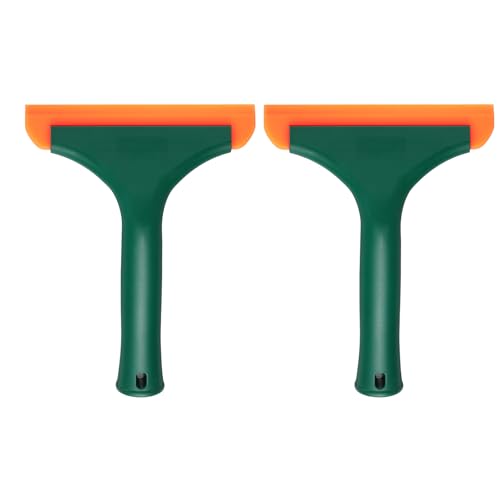 Image of HARFINGTON 2pcs Squeegee 6 Inch Length Auto Water Blade Shower Squeegee with Non-Slip Handle for Windshield Window Cleaner Glass Door, Deep Green