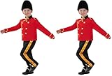 Smiffys Disfraz de guardia con gorro alto, con top, pantalones y gorro Halloween, Carnaval (Paquete de 2)