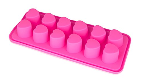 BlueFox Silikonform 12 Herzchen Praline Silikon Herz Eiswürfel Schokolade Form Süßigkeiten Deko Förmchen Bonbon Schoko Verzierung Küchenhelfer Cake-Mold Eiswürfelform Silicone, Farbe: Pink
