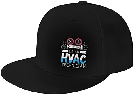 Doukabft HVAC Technician Hat Adult Adjustable Flat Bill Baseball Golf Cap Trucker Hats Black