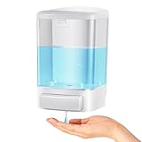 Hushee Manual Soap Dispenser 33.8oz / 1000ml Kitchen Bathroom Plastic Refillable Wall Mounted Commercial Soap Dispenser for Liquid Containers Shampoo Gel Chamber Hotel Restaurant(Transparent)