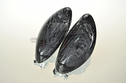TOPZONE Compatible for 2008-2019 Suzuki HAYABUSA - GSX1300R; Front/Rear Turn Signal Blinker Lamp Light Idicator (Smoke Lens, LED Rear Turn Signal)