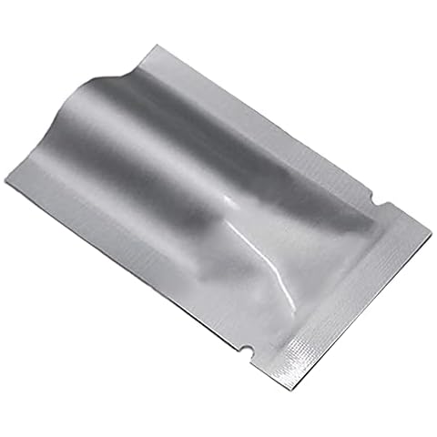 MITOB 100 Pack Sample Packets Small Silver Mylar Bags 1.97x2.76 inch 3.9 Mil Pure Aluminum Foil Flat Food Storage Bag Open Top Heat Sealing Vacuum Pouch for Coffee Beans Candy with Tear Notch Cover