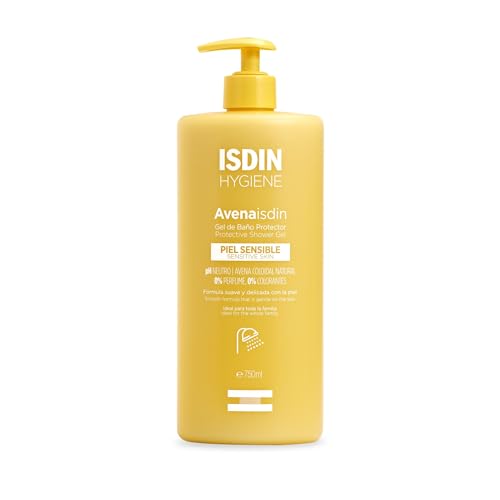 ISDIN Gel Corporal para Pieles Sensibles, Avena, Sin Fragancia, Sin Perfume, Negro, 750 ml (Paquete de 1)