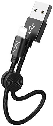 HOCO Short iPhone Charging Cable 25cm CE Certified Fast iPhone Charger Cable Short Round Clip for Long Term Use, Support Data & Apple Carplay Cable Small iPhone Cable 14/13/12/11/Pro/Max/XS/8/7 Black