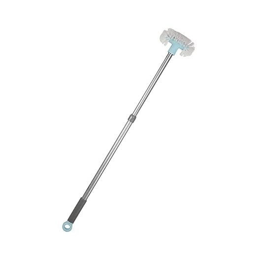 Casabella Extendable All-Purpose Bathroom Tub and Tile Scrubber Brush, Graphite/Aqua 40.8" x 2.5" x 10"