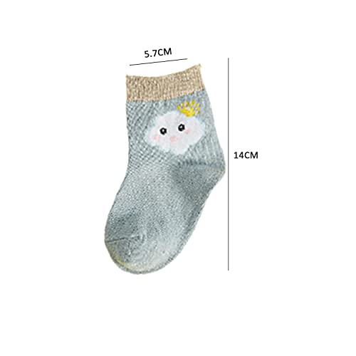 Image of SYGA 5 Pairs Baby Girl Boys Non Slip Trainer Socks Toddlers Warm Cotton Stretch Crew Anti-Slip Baby Socks- Sun Cloud, 0-1 Years
