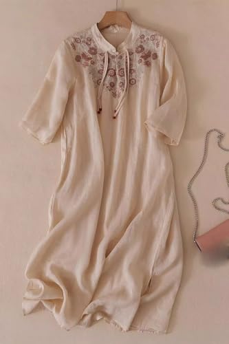 Robe d'été mi-longue style chinois en coton pour vos balades - 6