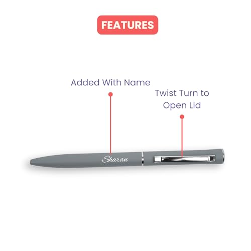 Image of YOUR GIFT STUDIO Personalized Pen with Name Engraved I Metal Classy Customized Roller Ball Pens I Comfortable to Hold & Write I Gift for Men & Women Birthday Corporate Gifting (Grey)