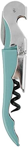 Pulltap's Double-Hinged Waiters Corkscrew, Wine Opener and Foil Cutter, Beer Bottle Opener, Turquoise