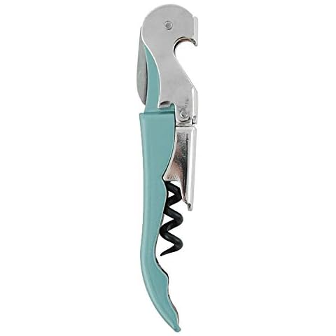 Pulltap's Double-Hinged Waiters Corkscrew, Wine Opener and Foil Cutter, Beer Bottle Opener, Turquoise Cover