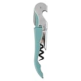 Pulltap's Double-Hinged Waiters Corkscrew, Wine Opener and Foil Cutter, Beer Bottle Opener, Turquoise