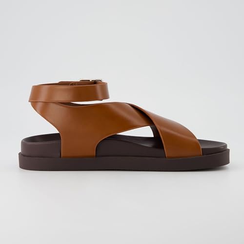 CUSHIONAIRE Emoji Platform Sandal for Women | Vegan Leather Crisscross Straps & Adjustable Ankle Buckle | Comfortable Walking Sandals | Slip-On Sandals for Women | Wide Width Available4