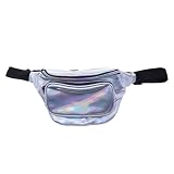VORCOOL Frauen Hüfttasche Holographic Bauchtasche Wasserdichte Sporttaschen 80er Hüfttasche Mode Gürteltasche für Outdoor (Silber)