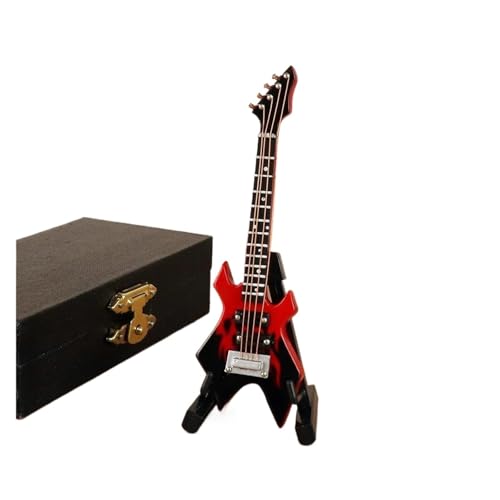 ミニチュアクラフト楽器 ミニギターミニチュアモデルエレキギターモデルカスタマイズされた木製ミニウクレレ低音楽器の装飾品(10cm D)