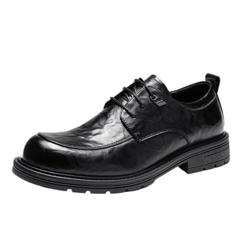 Men Classic Oxford Dress Shoes Leather Pointed Toe Brogue Formal Business Comfortable Platform Wedding Low Top Non Slip Stylish Tuxedo Genuine Leather Office