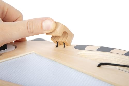 small foot Magnetische Zaubertafel „Katze“ aus Holz, Zeichenboard mit Stift und Stempeln, tragbare Tafel, für Kinder ab 2 Jahren, 12604, Holzfarben