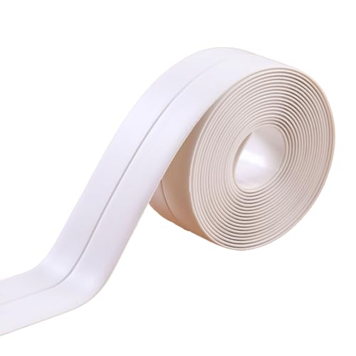 Image of White Waterproof Caulk Tape PVC Self Adhesive Caulk Strip Joint Adhesive Shower Bathtub Joint Strip Bathroom Sealing Tape Kitchen Sealing Tape and Shower Tile Sealant