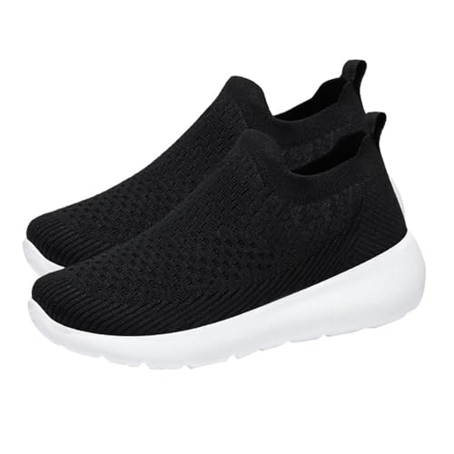 Generisch Zapatos ortopédicos suaves para mujer, transpirables, tejidos, para caminar, zapatos de espuma Slip-on, soporte para arco, manos, zapatillas de mujer, zapatos de mujer, sandalias 43, Negro