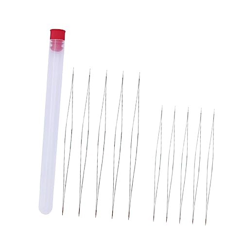 NUOBESTY DIY Beading Needles Kit 10pcs Embroidery Needle Threaders Big Eye Beading Needles for Small Beads for Jewelry Making and Arts