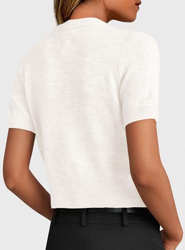 PRETTYGARDEN Womens Casual Summer Short Sleeve Cardigans 2025 Button Down Knitted Sweater Basic Crew Neck Crop Tops2