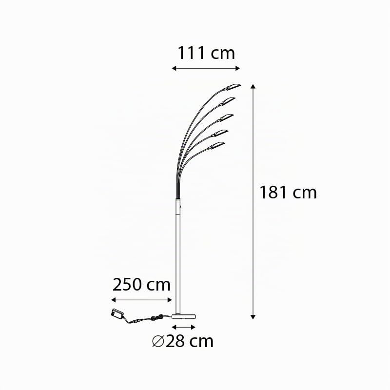 QAZQA sixties - LED Dimmable Lampadaire Design variateur inclus - 5 lumière - H 1810 mm - Doré/Laiton - Design - Éclairage intérieur - Salon I Chambre I Cuisine I Salle à manger