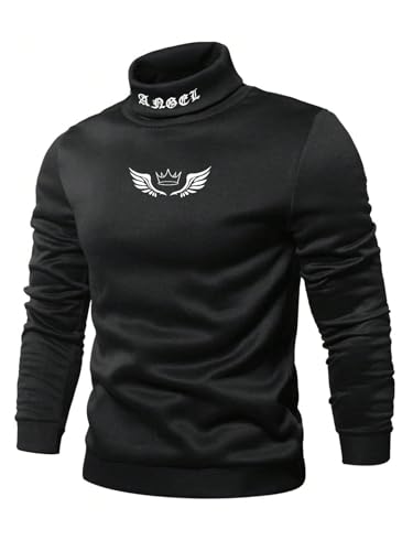 SHENHE Men's Graphic Letter Print Mock Neck Long Sleeve Casual Pullover Sweatshirt Top3