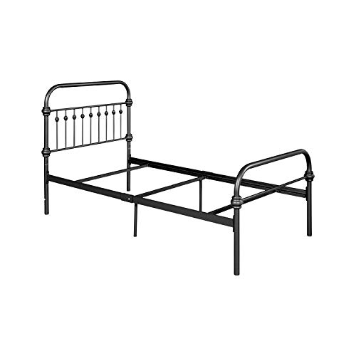 Classic Metal Platform Bed Frame Twin Size Mattress Foundation With Victorian Style Iron-Art Headboard/Footboard/Under Bed Storage,Black #TOP22