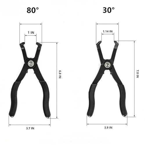 2-Piece Push Pin Pliers Set with 30 Degree and 80 Degree Offset Jaws, Spring Loaded and Plastic Spraying, Auto Clip Removal Tool Kit for Easily Removing Trim Plastic Fasteners, Rivets, Clips (Black)