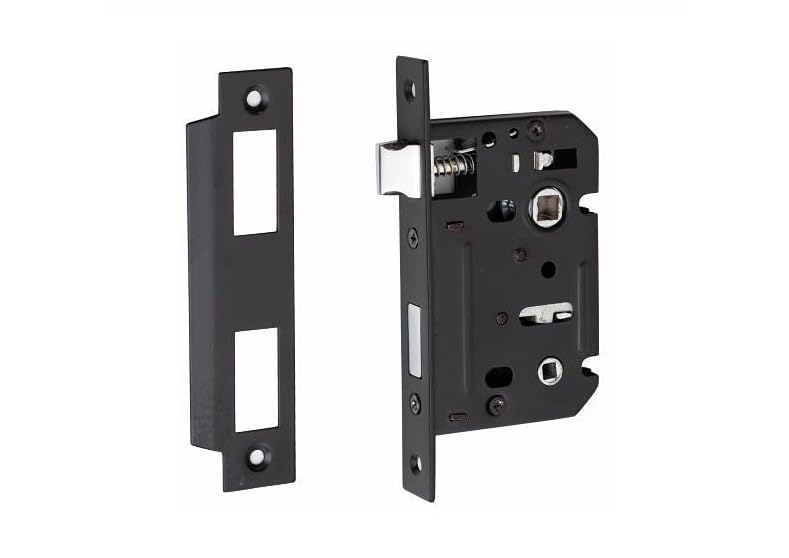 Golden Grace Bolt Through Bathroom Mortise Lock in Matt Black Finish - 2.5" 64mm Backset Size, 45mm from Edge of Door to Spindle Holes
