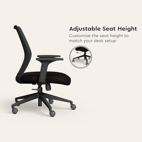 Image of Interio by Godrej Curv Premium Mesh Wide Back Ergonomic Chair for Work from Home /Study | 1 Year Warranty | Height Adjustable Chair | Heavy Duty PP Base | DIY Installation (Black)