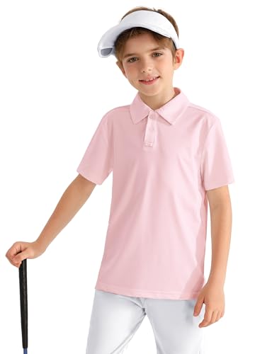 Boys' Performance Polo Shirt - Golf Grid Short Sleeve Collar Shirts Youth Stretch Quick Dry Lightweight Athletic UPF50+