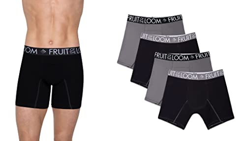 Fruit of the Loom Men's 5-Pack Boxer Briefs Breathable Performance Cooling Cotton-Blend L