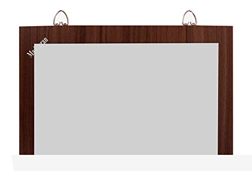 Image of Madhuran Sun Art Frameless Wall Hanging Small Size Mirror (30X35 CM,Walnut) Living Room Wash Basin Decorative Items Plain Sheesham Wood Teak Hd Magnifying Zoom