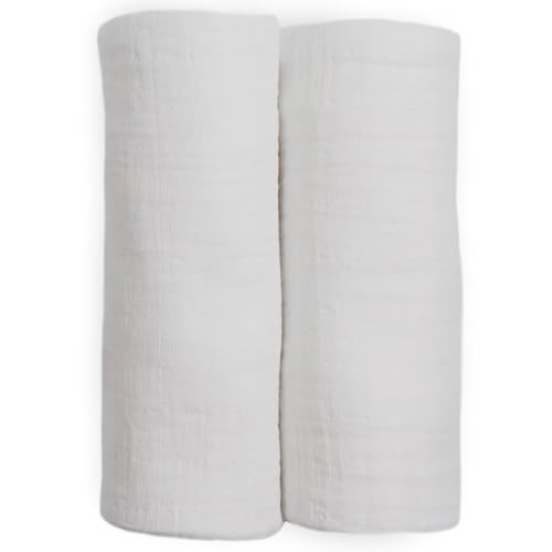 Image of Little Unicorn 100% Natural Organic Cotton Muslin Swaddle Blanket 2 Pack | Giftable Set of 2 swaddles (White)