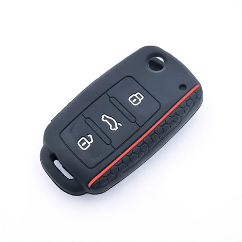 Housse pour clé VW Golf Passat Polo étui silicone noir protection télécommande 3 boutons - 4